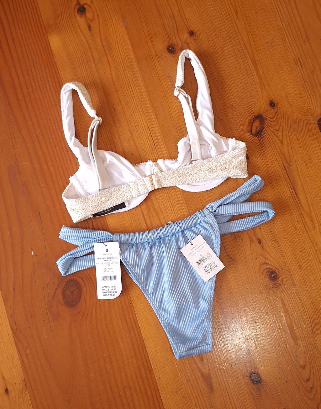 Cotton On Women's Bikini Set Underwire Balconette Bikini Top Gathered Strap Brazilian Bikini Bottom