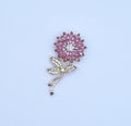 Brooch Pin Pink Crystal Flower