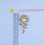 Brooch Pin Alloy Pink Crystal Flower