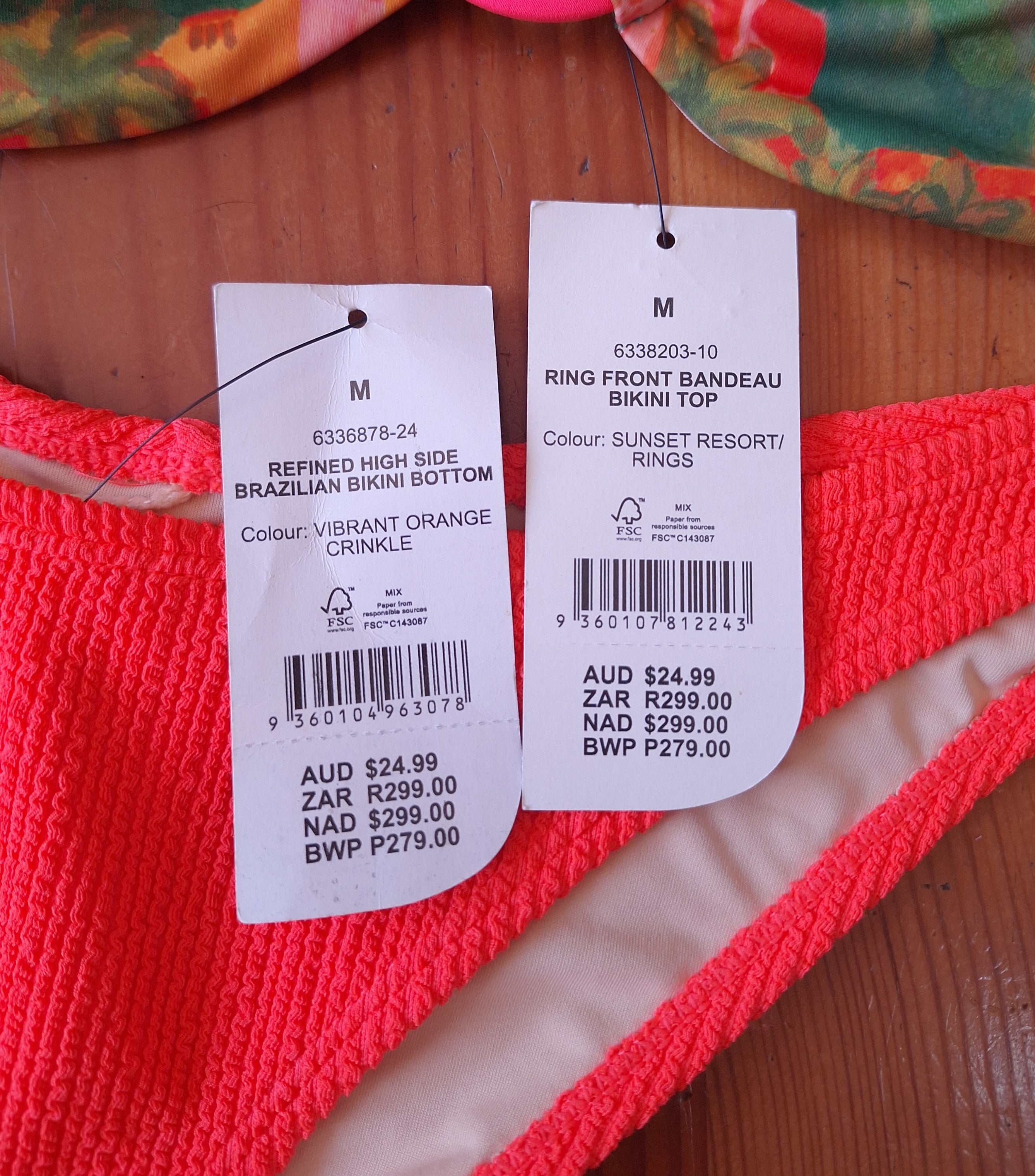 Cotton On Womens Bikini Set.Ring Front Bandeau Bikini Top,Refined High Side Brazilian Bikini Bottom