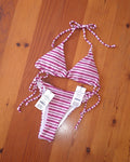 Cotton On Women's Bikini Set String Triangle Bikini Top,String Tie Side Brazilian Bikini Bottom