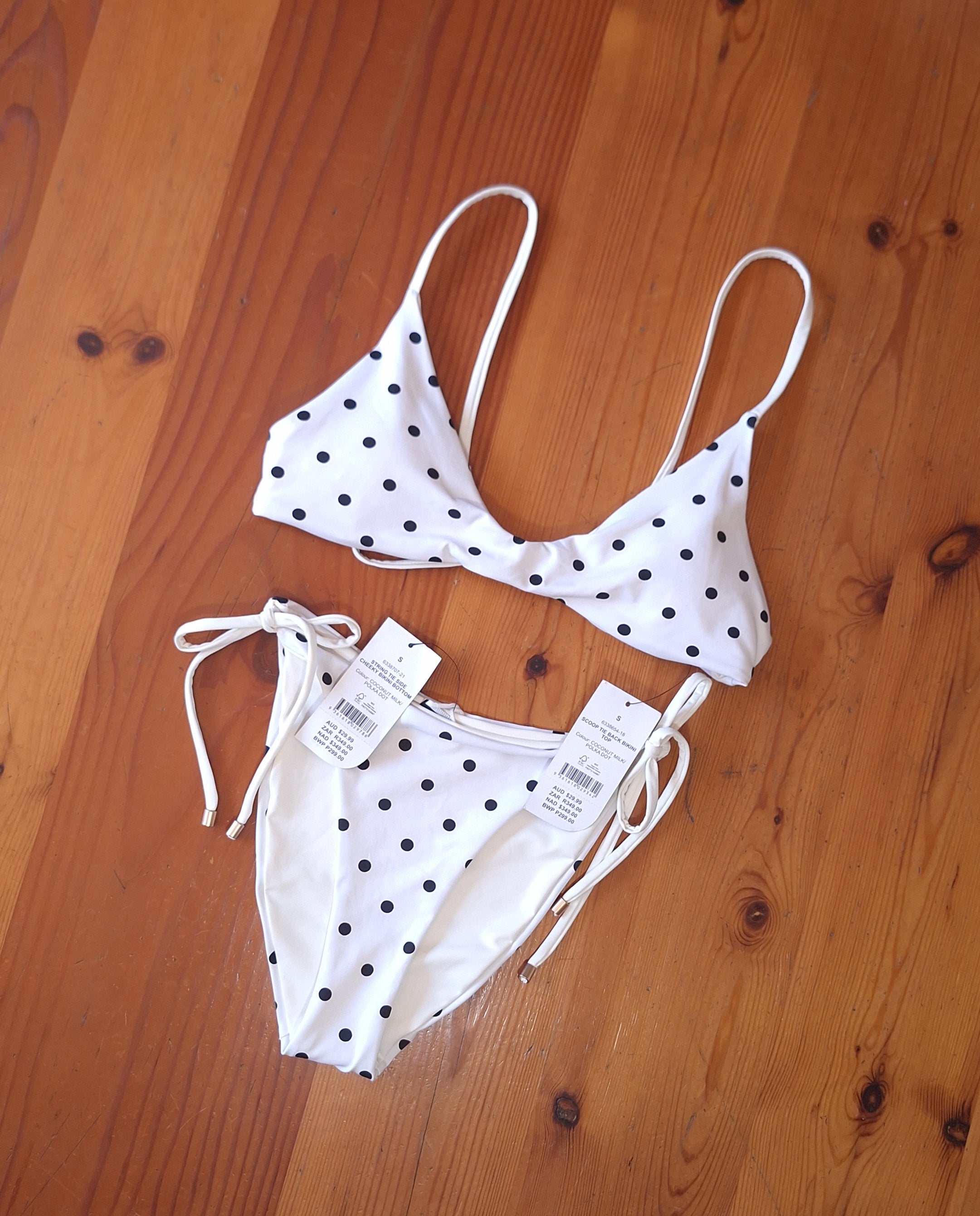 Cotton On Womens Bikini set Scoop Tie Back Bikini Top, String Tie Side Cheeky Bikini Bottom