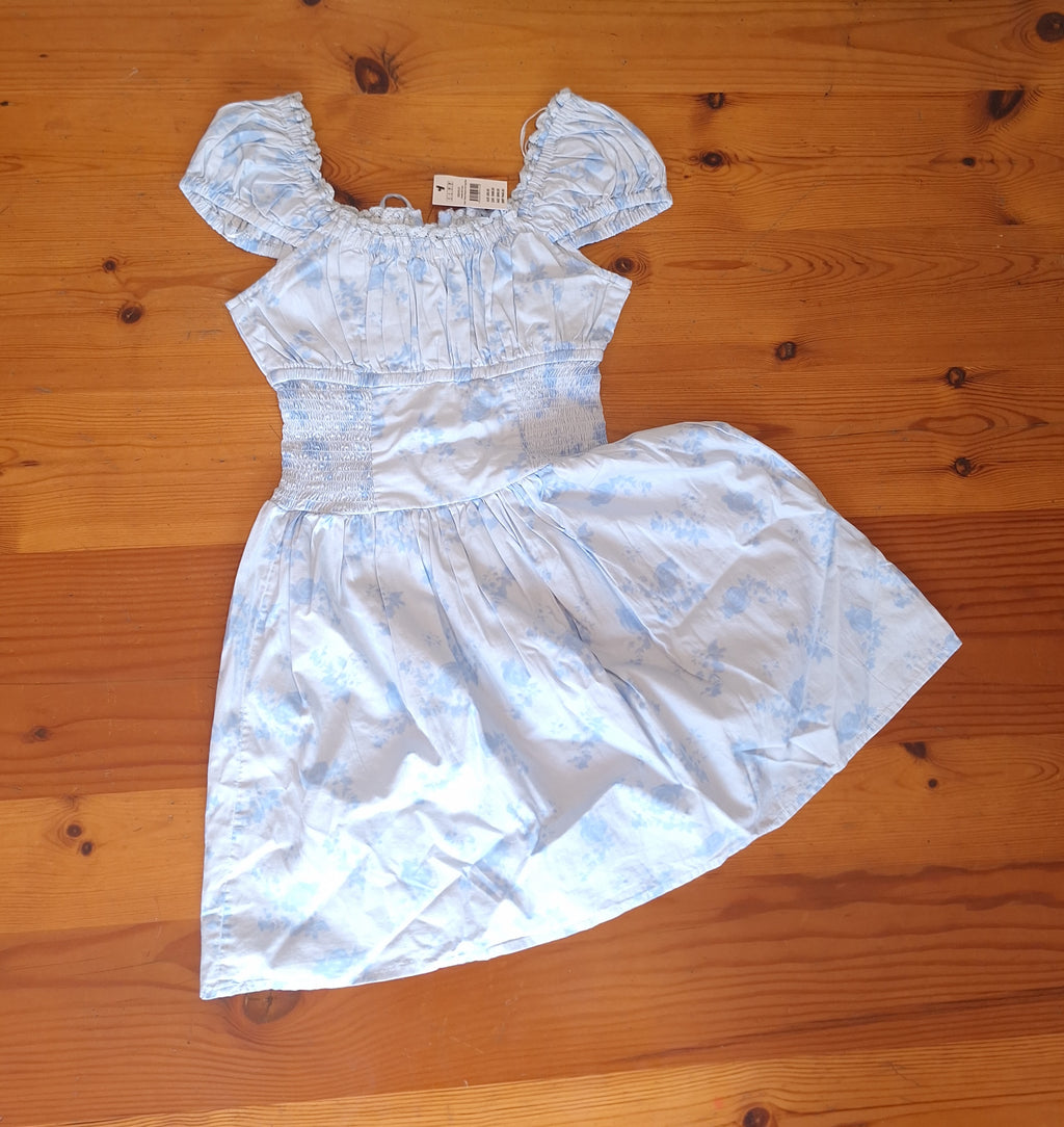 Cotton On Women's Mini Dress, Breezy Bouquet Duck Egg Blue