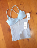 Cotton On Womens Gym Set:Ultra Soft Minimal Strappy Crop and Seamless Pocket Shortie Short