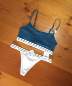Cotton On Branded Cotton Scoop Bralette and Tanga G String Brief Set