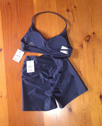 Cotton On Gym Set: Shine Cross Back Halter Crop with Shine Shortie Short