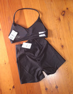 Cotton On Gym Set: Shine Cross Back Halter Crop with Shine Shortie Short