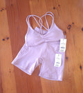 Cotton On Womens Gym Set:Ultra Soft Scrunch Front Strappy Crop and Ultra Soft Side Pocket Bike Short