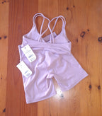Cotton On Womens Gym Set:Ultra Soft Scrunch Front Strappy Crop and Ultra Soft Side Pocket Bike Short