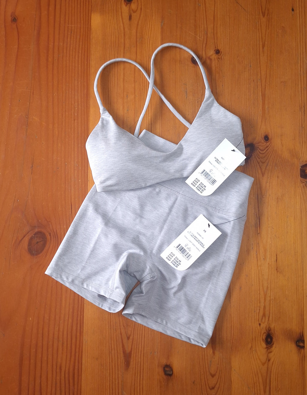 Cotton On Womens Gym Set:Ultra Soft Minimal Strappy Crop and Ultra Soft Invisible Scrunch Shortie Short