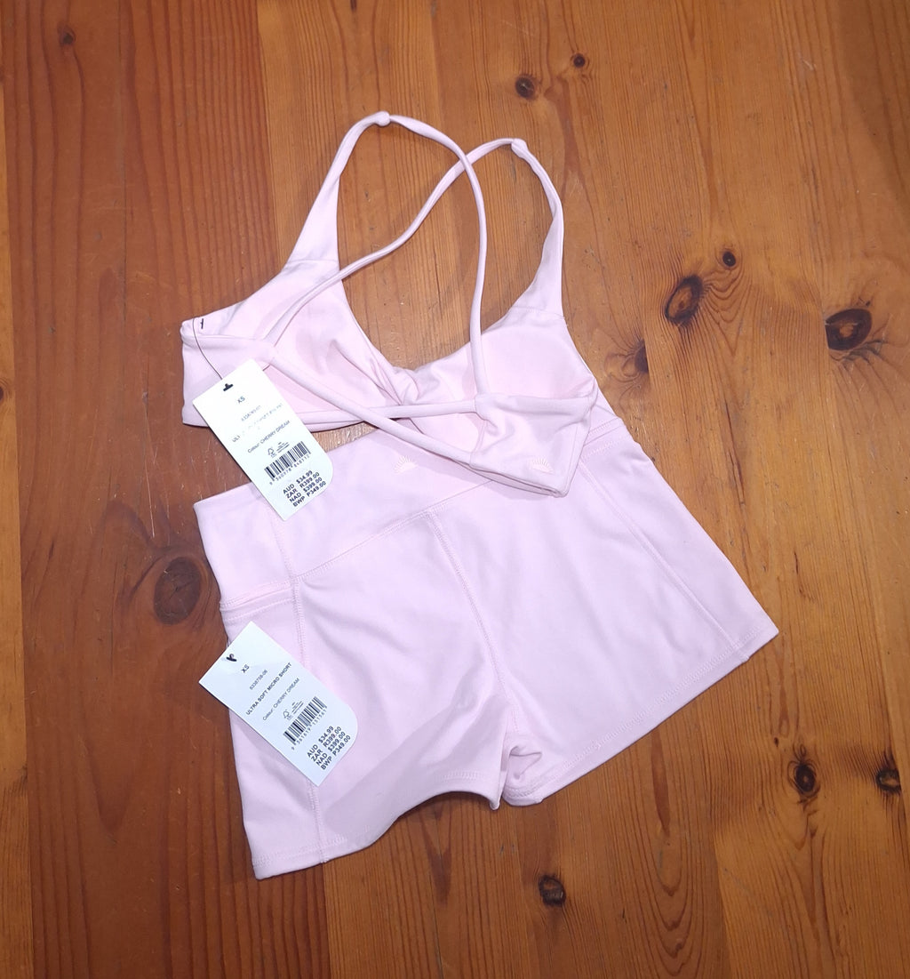 Cotton On Womens Gym Set: Ultra Soft Twist Front Crop and Ultra Soft Micro Short
