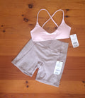 Cotton On Womens Gym Set: Ultra Soft Minimal Strappy Crop and Ultra Soft Side Pocket Bike Short