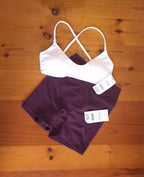 Cotton on Womens Gym Set Ultra Soft Minimal Strappy Crop and Ultra Soft Invisible Scrunch Shortie Short