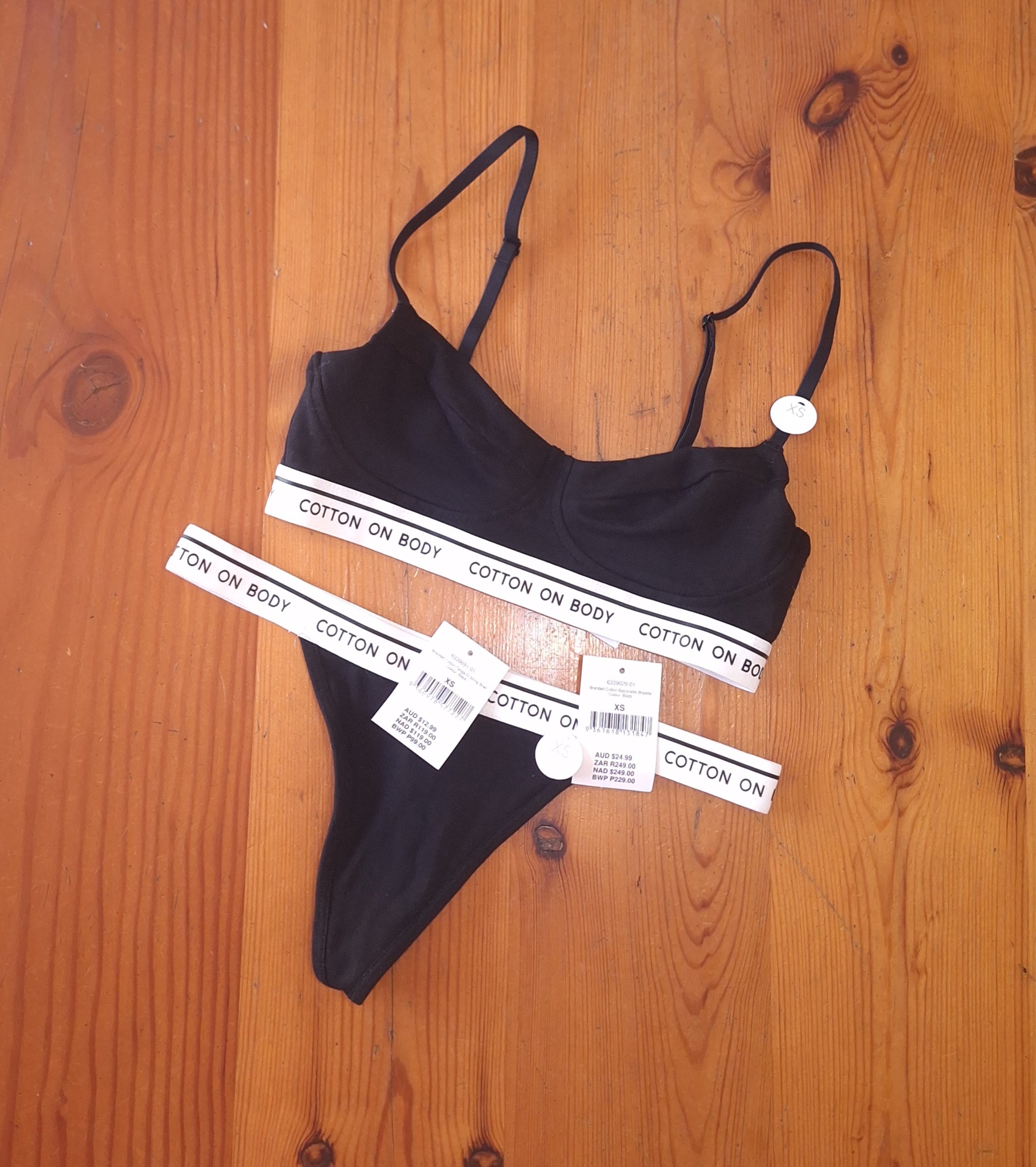 Cotton On Womens Branded Balconette Bralette and Tanga G String Brief Set