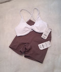 Cotton On Womens Gym Set Ultra Soft Twist Front Crop and Ultra Soft Invisible Scrunch Shortie Short