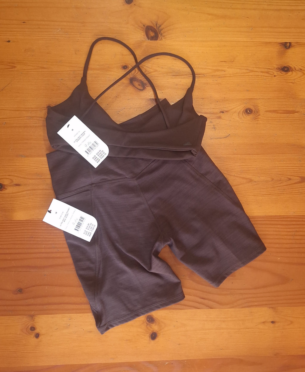 Cotton On Womens Gym Set:Ultra Soft Minimal Strappy Crop and Ultra Soft Side Pocket Bike Short
