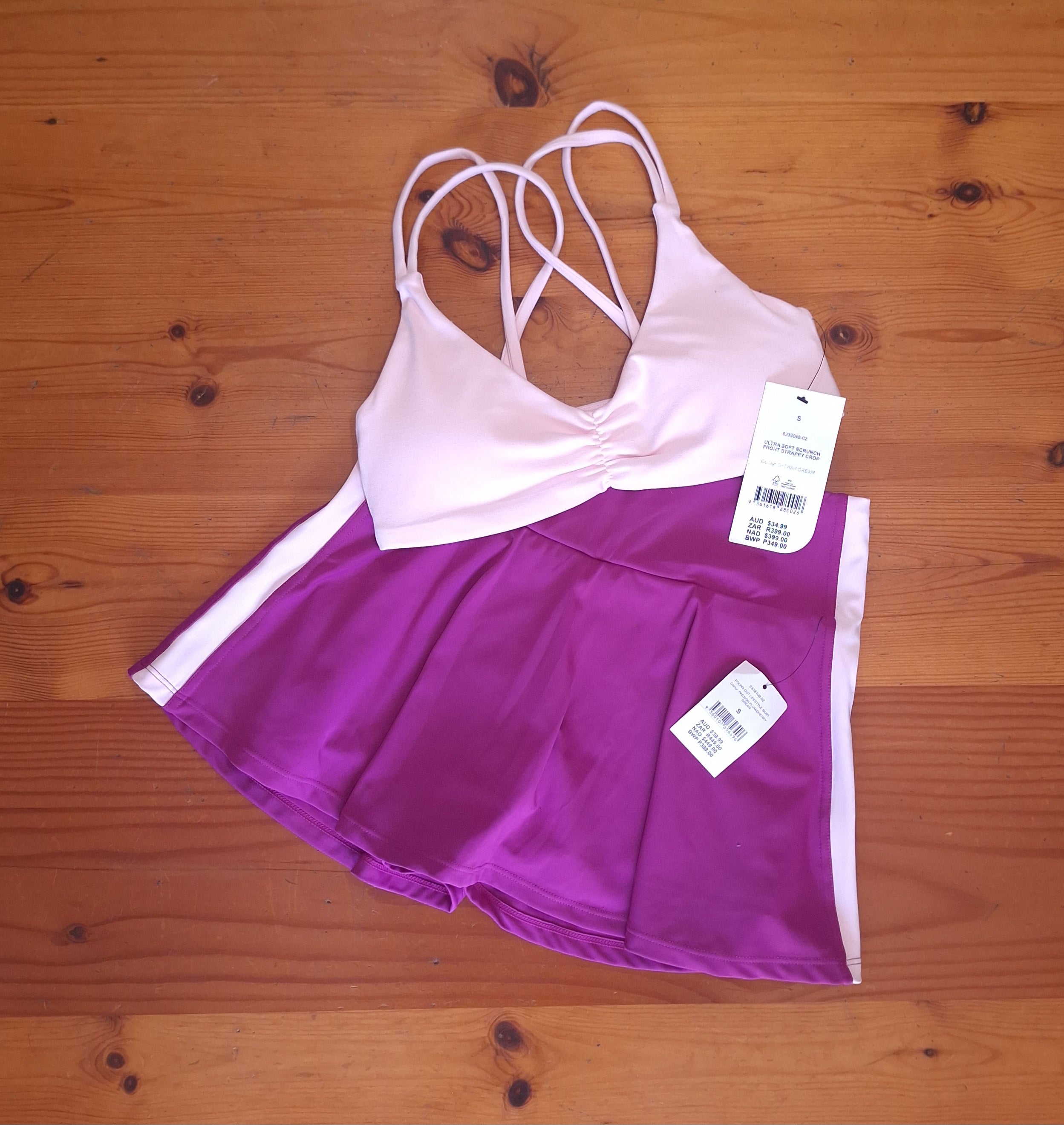 Cotton On Womens Gym Set Ultra Soft Scrunch Front Strappy Crop and Round Out Lifestyle Skirt