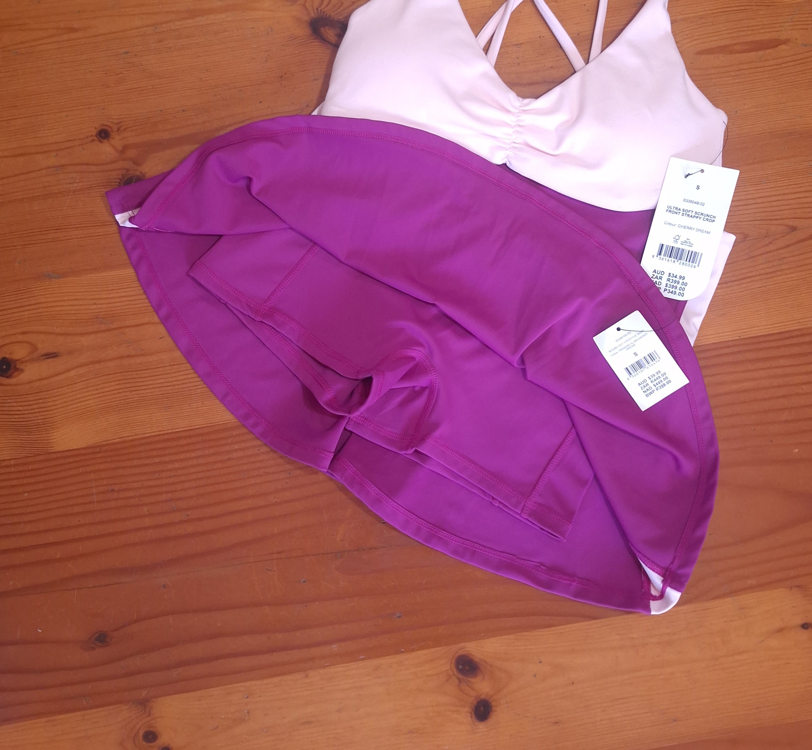 Cotton On Womens Gym Set Ultra Soft Scrunch Front Strappy Crop and Round Out Lifestyle Skirt