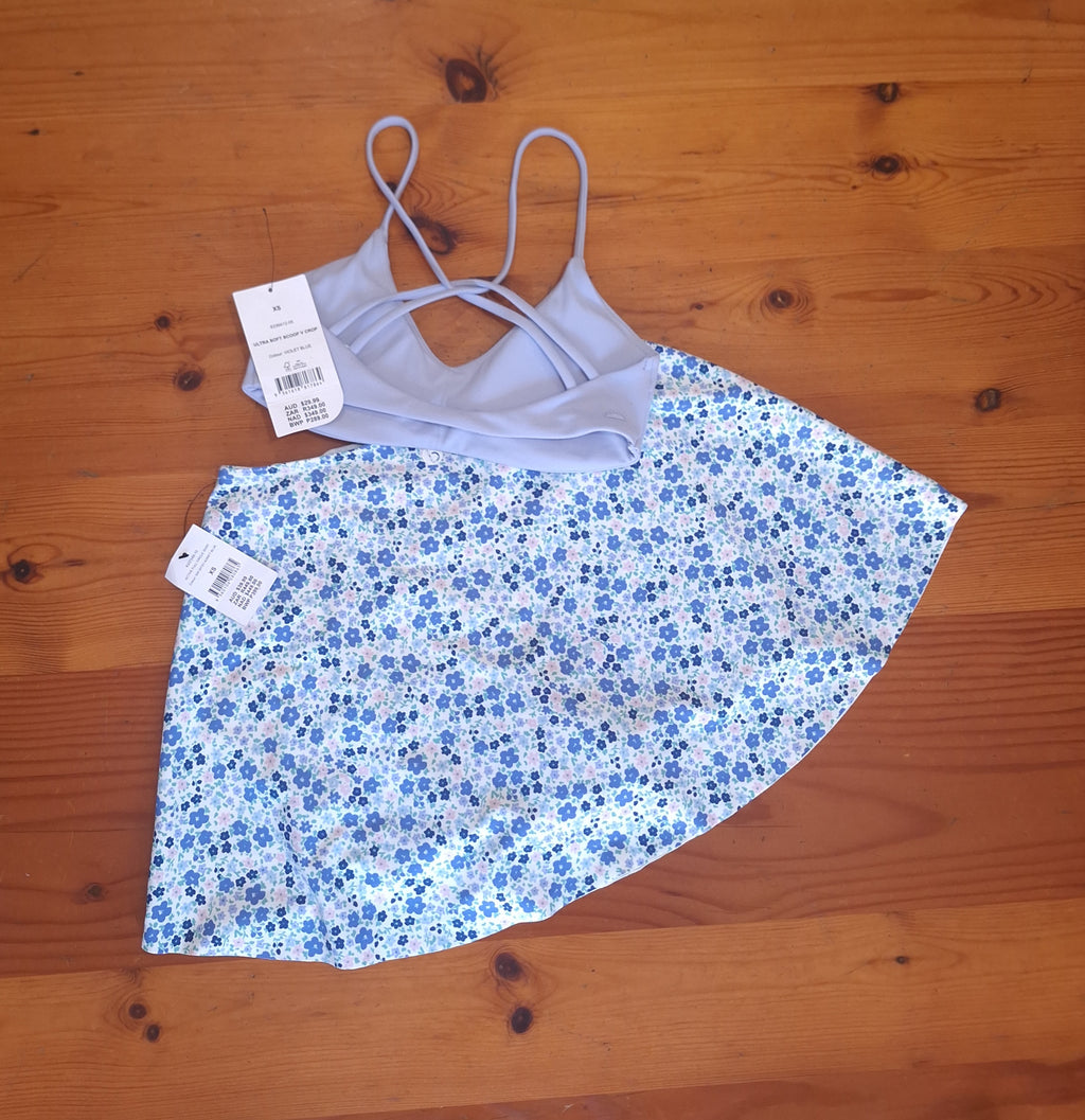 Cotton On Womens Gym Set Ultra Soft Scoop V Crop and Active Full Circle Skirt