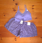 Cotton On Womens Seamless Longline Lace Trim Bralette and Cosy Soft Flannel Short