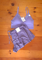Cotton On Womens Seamless Longline Lace Trim Bralette and Cosy Soft Flannel Short
