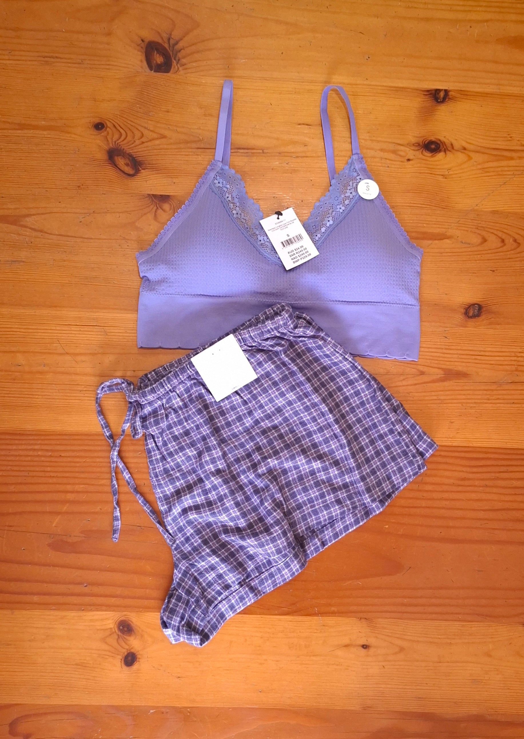 Cotton On Womens Seamless Longline Lace Trim Bralette and Cosy Soft Flannel Short