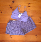 Cotton On Womens Seamless Longline Lace Trim Bralette and Cosy Soft Flannel Short