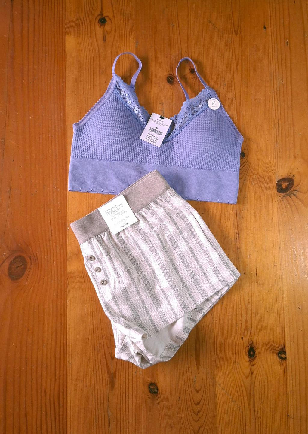 Cotton On Womens Seamless Longline Lace Trim Bralette and Dreamy Soft BoyShort