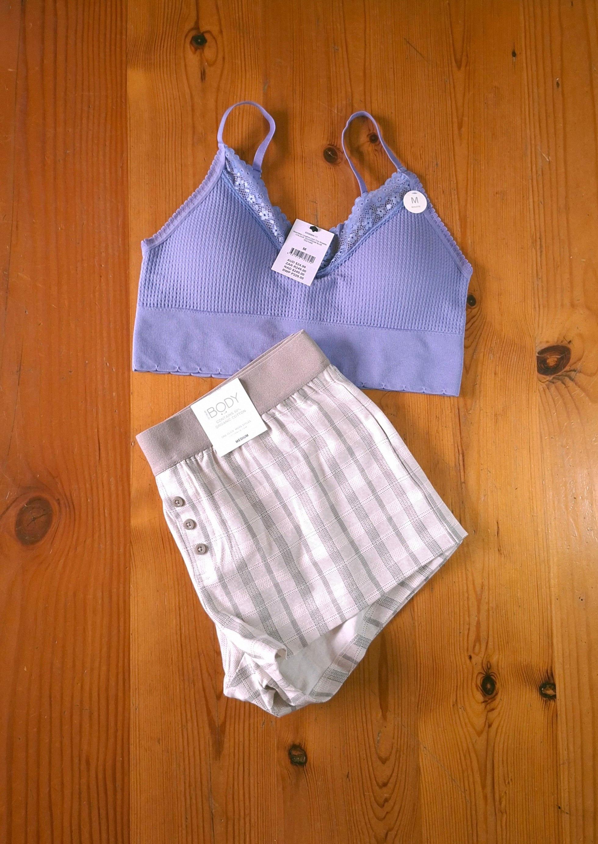 Cotton On Womens Seamless Longline Lace Trim Bralette and Dreamy Soft BoyShort