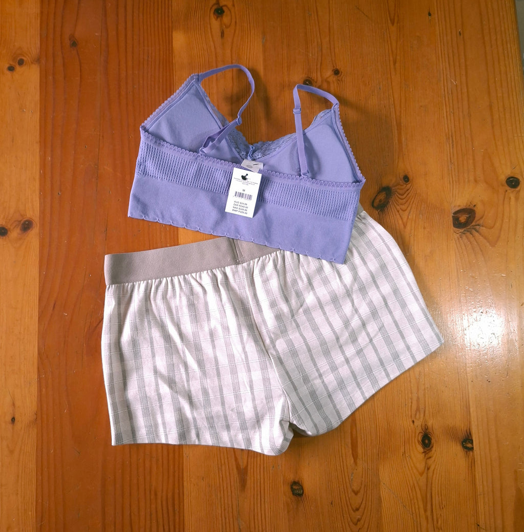 Cotton On Womens Seamless Longline Lace Trim Bralette and Dreamy Soft BoyShort