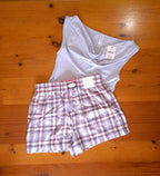 Cotton On Womens Pajama Set Dreamy Soft Tank and Flannel Boyfriend Boxer Short