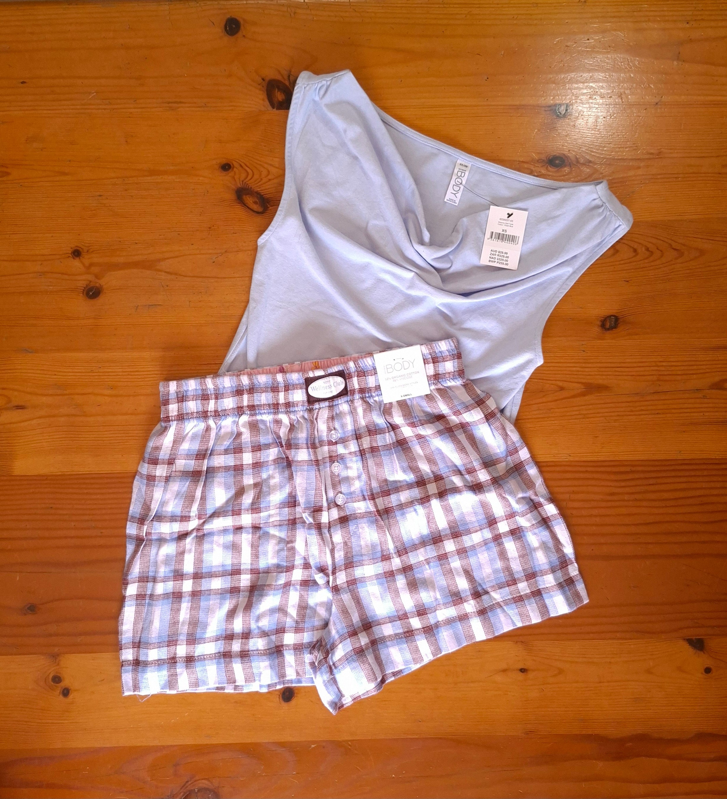 Cotton On Womens Pajama Set Dreamy Soft Tank and Flannel Boyfriend Boxer Short