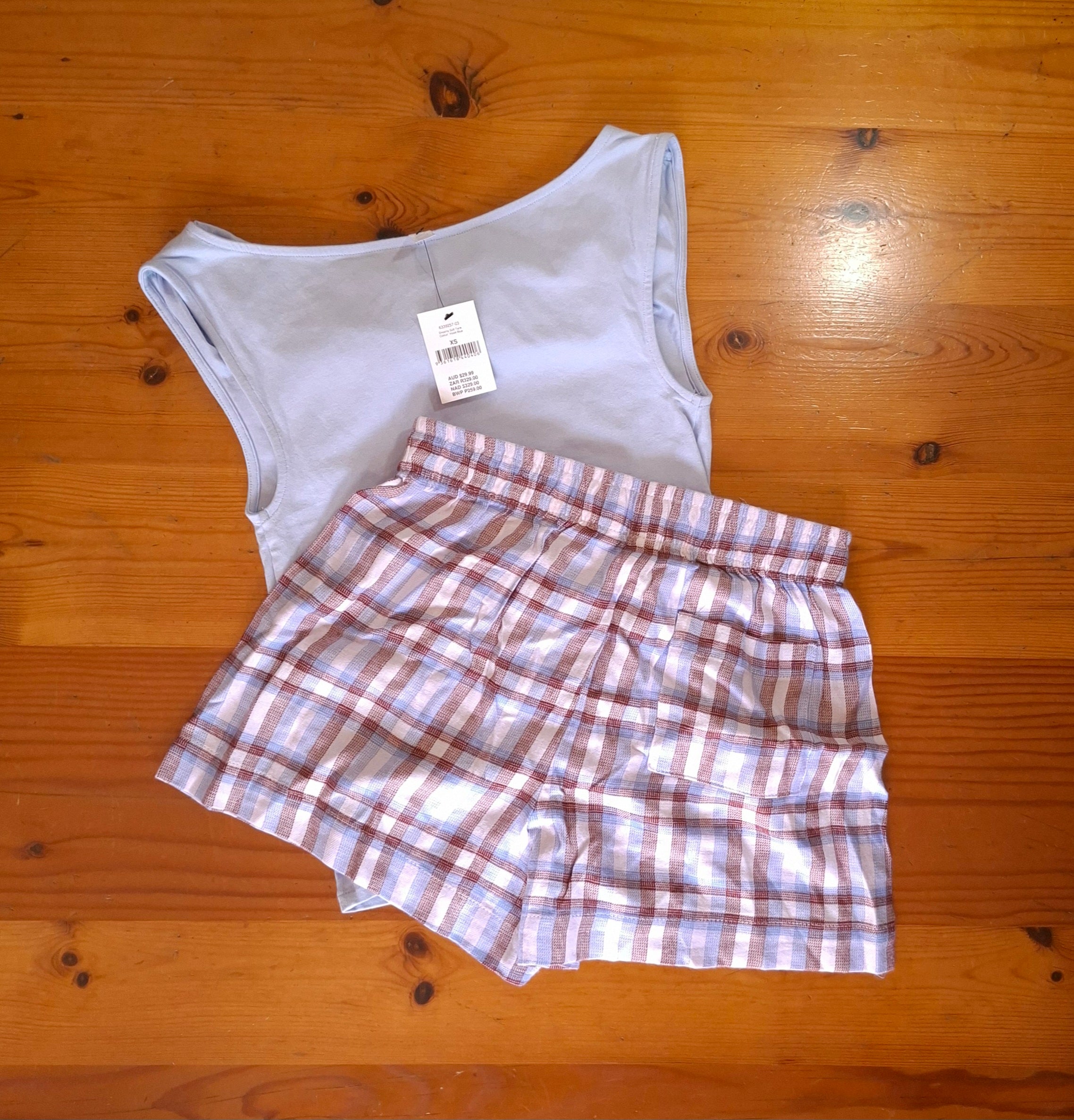 Cotton On Womens Pajama Set Dreamy Soft Tank and Flannel Boyfriend Boxer Short