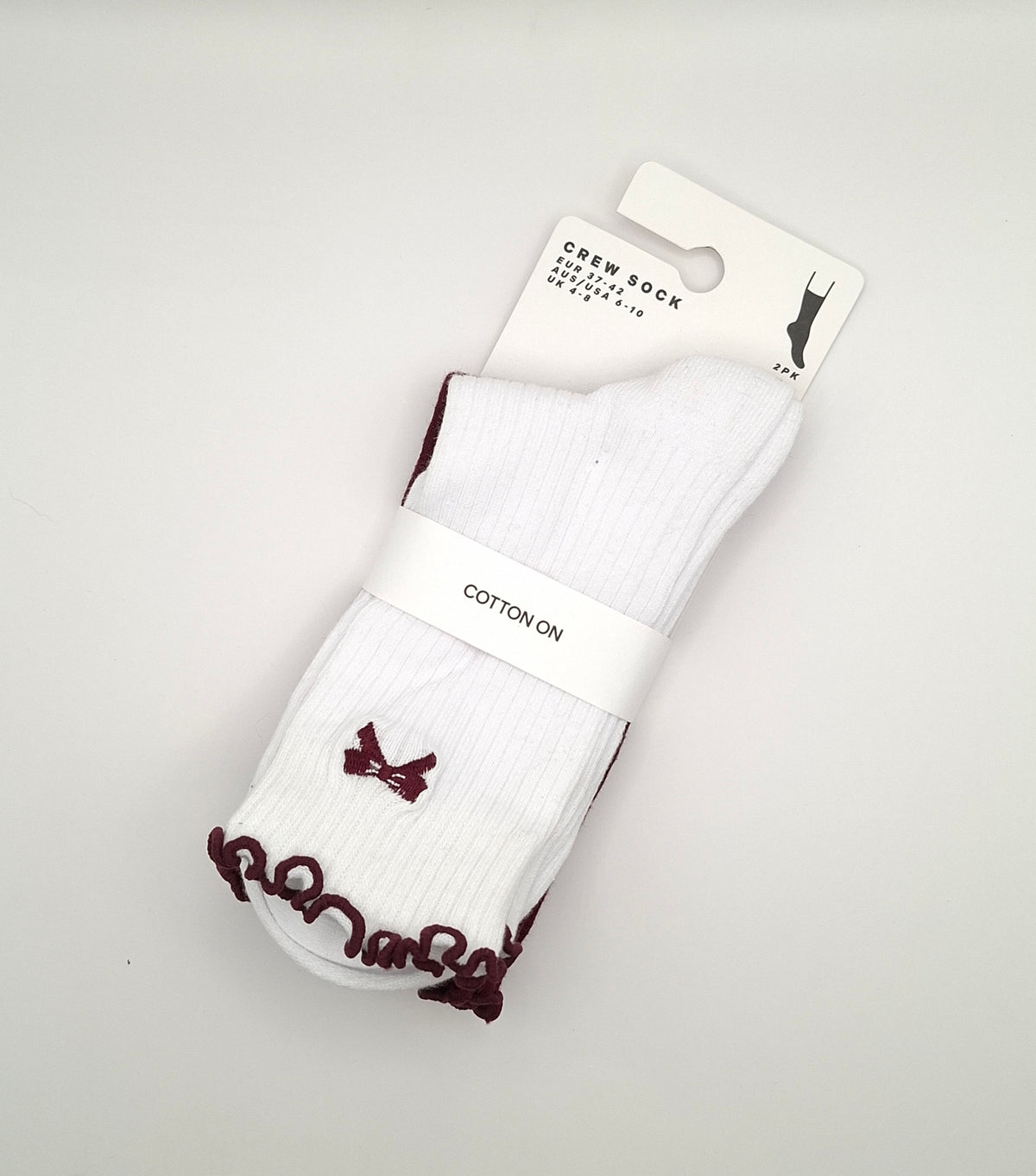 Cotton on women's The Perfect Pair Frill Crew Sock 2PK
