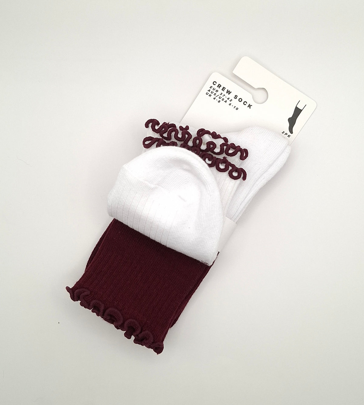 Cotton On Women's The Perfect Pair Frill Crew Sock 2PK