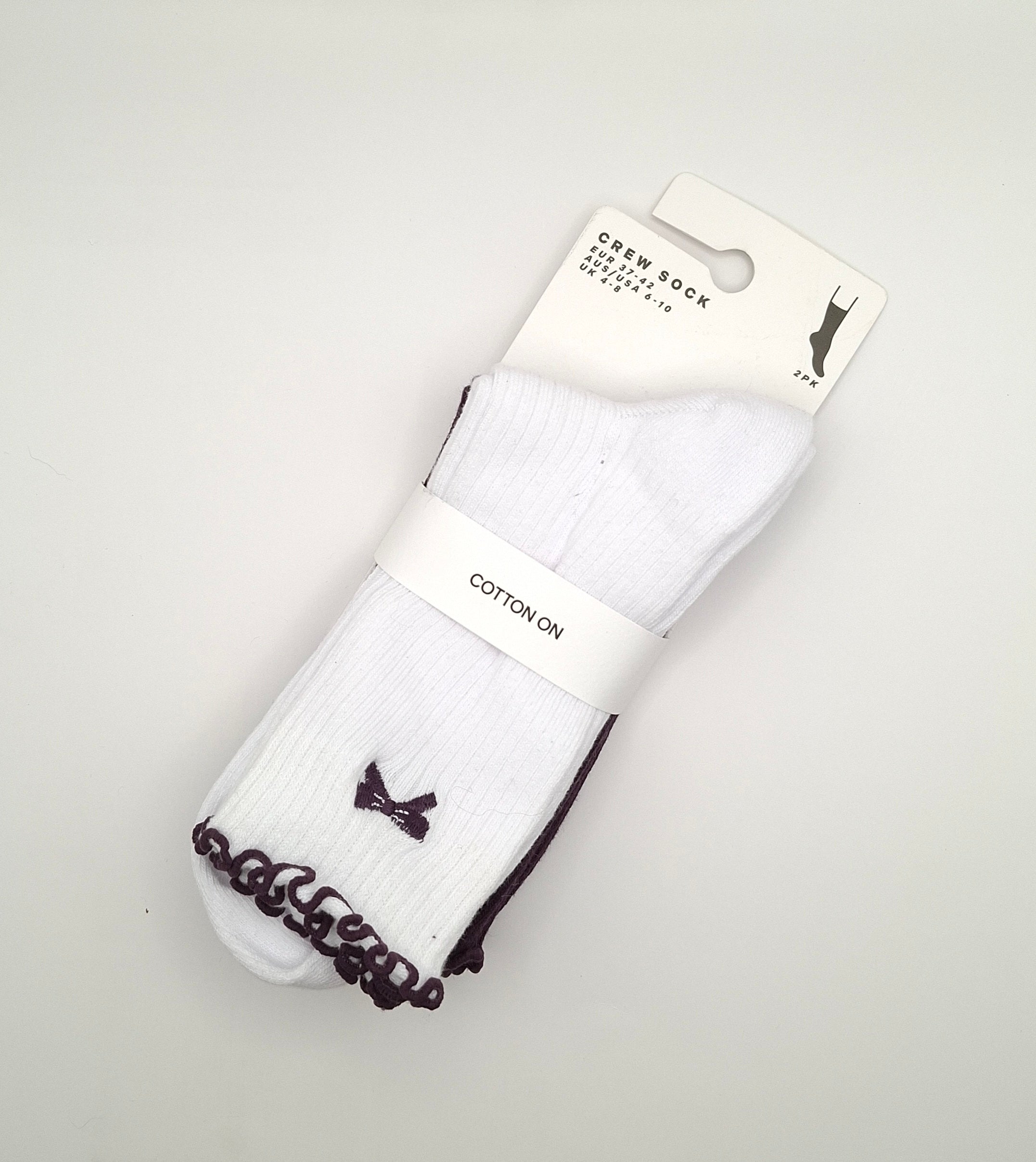 Cotton on women's The Perfect Pair Frill Crew Sock 2PK