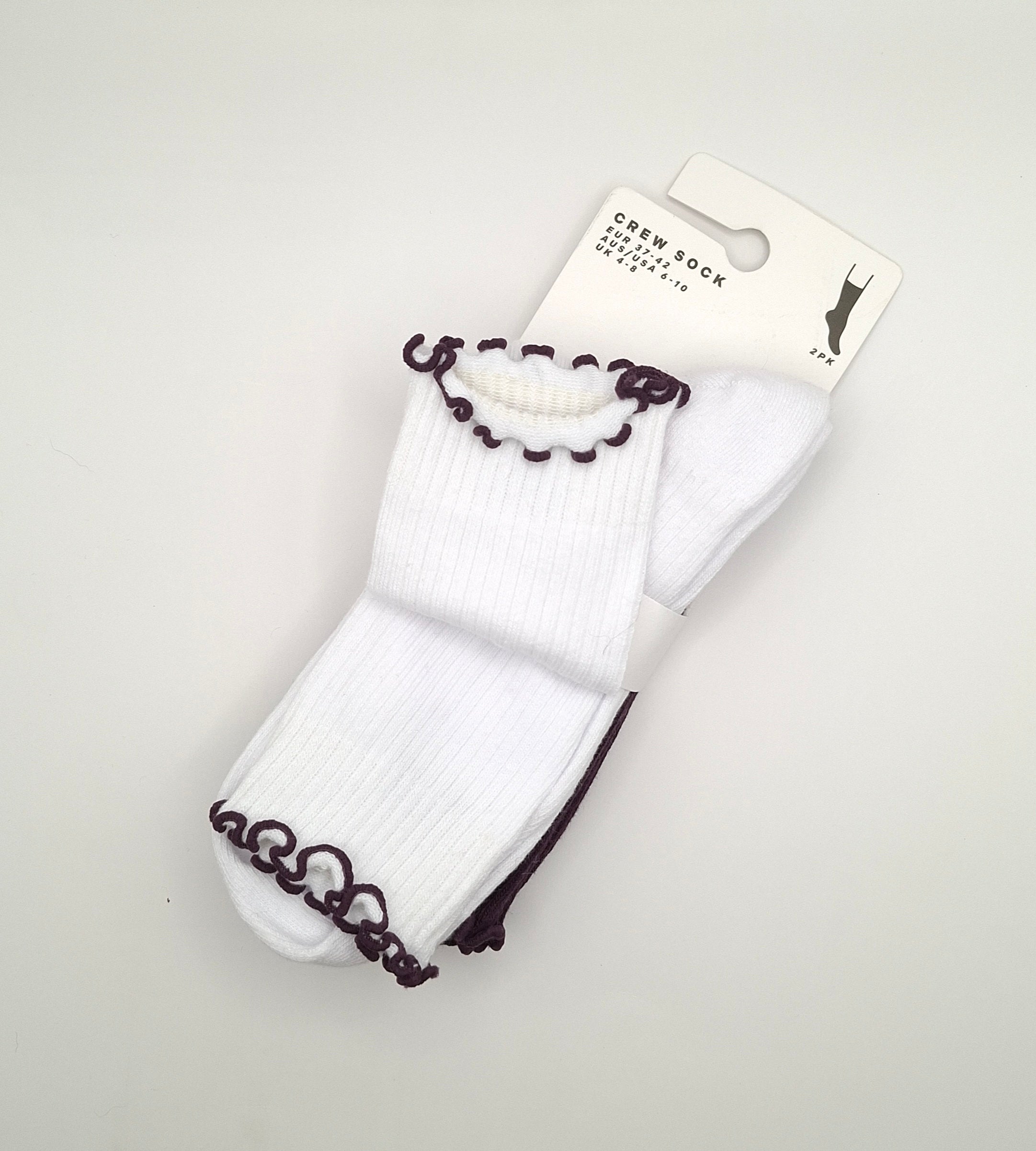 Cotton on women's The Perfect Pair Frill Crew Sock 2PK