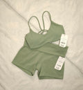 Cotton On Gym Set Ultra Soft Scoop V Crop and  Ultra Soft Roll Over Shortie Short