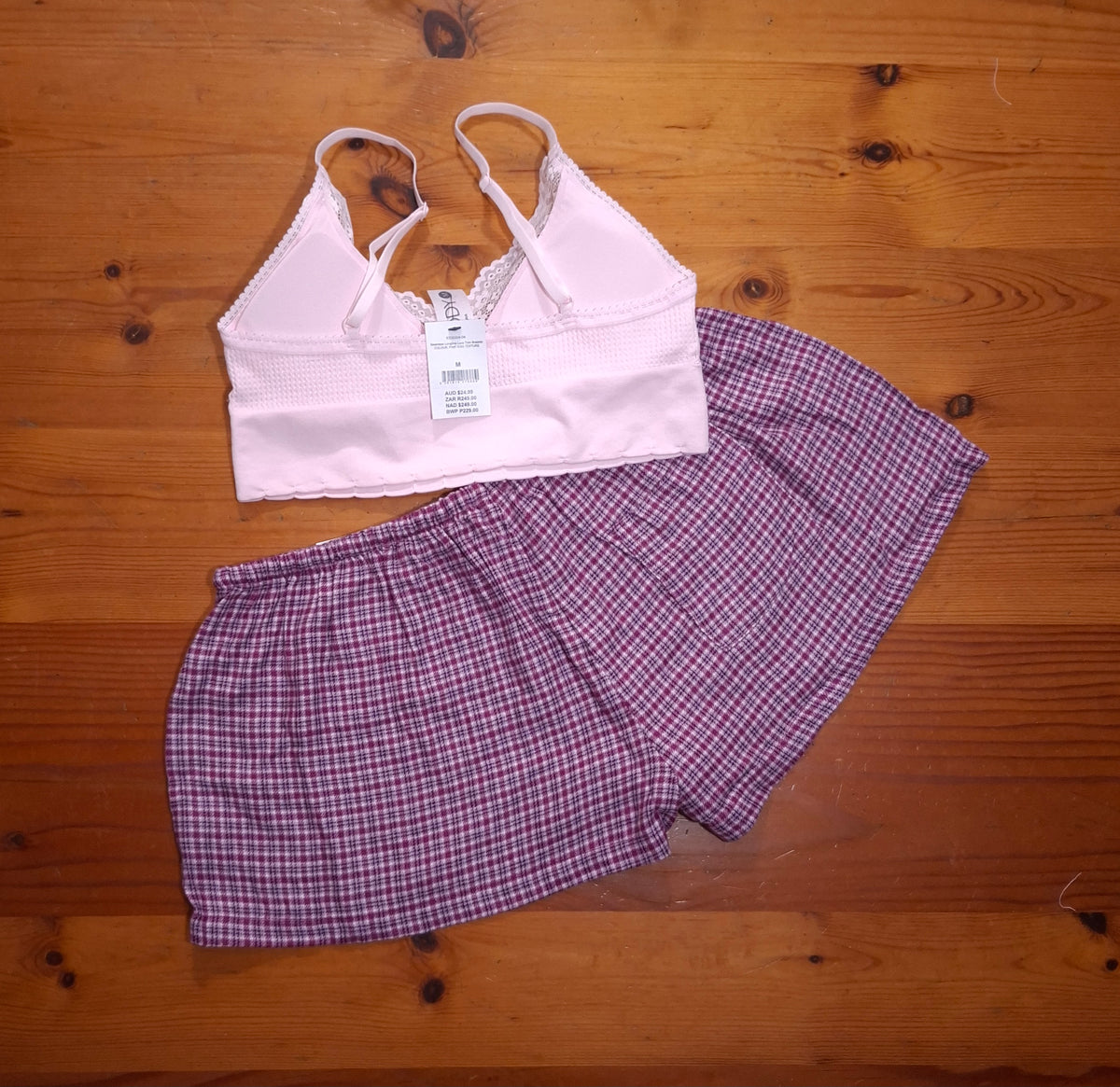 Cotton On Womens Seamless Longline Lace Trim Bralette and Cosy Soft Flannel Short