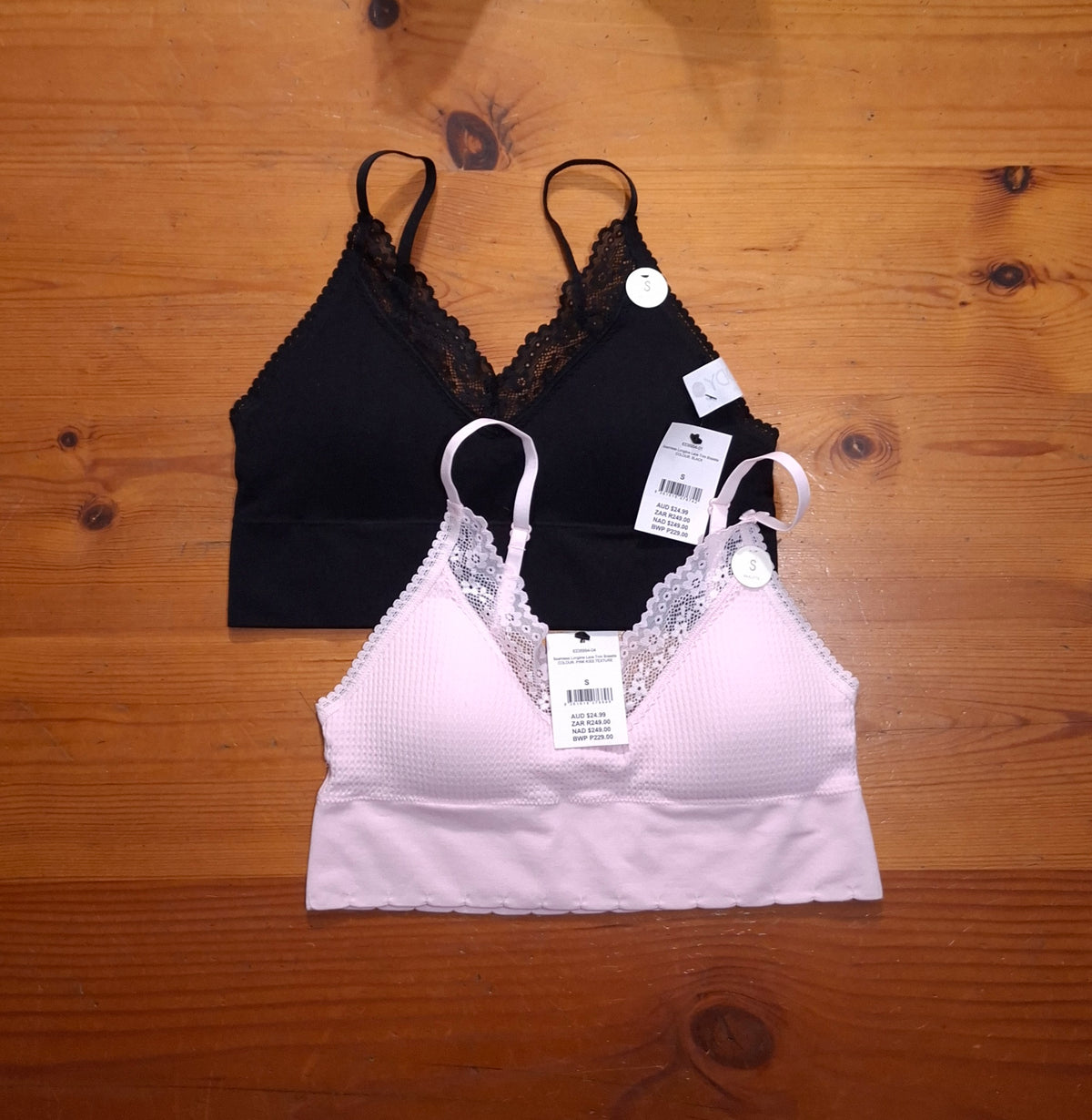 Cotton On Womens Seamless Longline Lace Trim Bralette 2 Pack