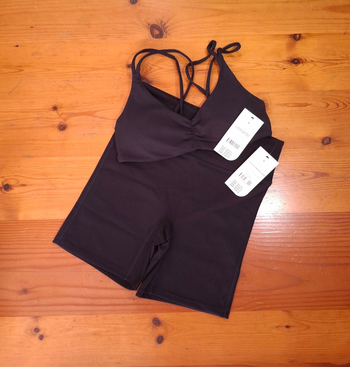 Cotton On Womens Ultra Soft Scrunch Front Strappy Crop and Ultra Soft Rib Bike Short