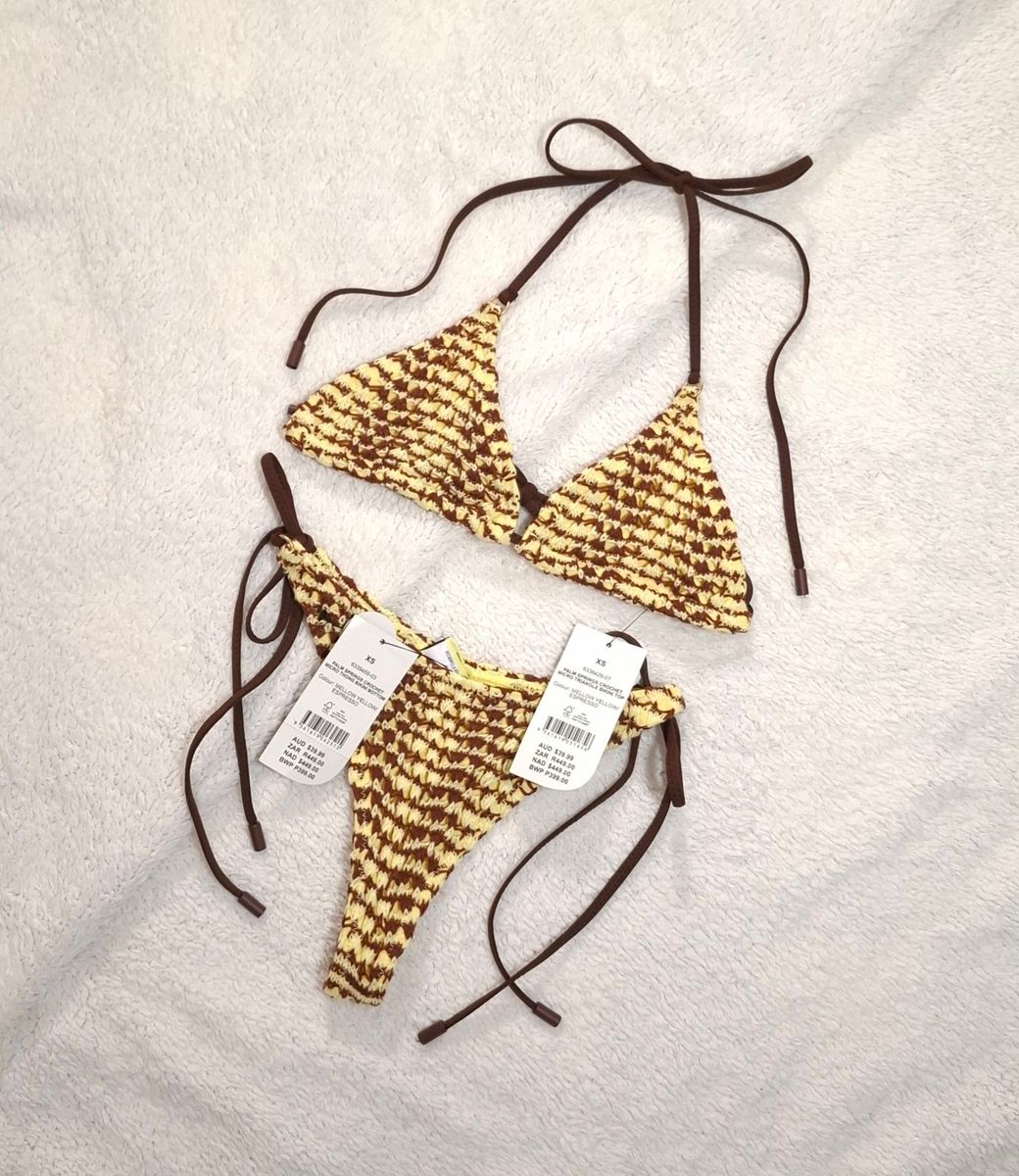 Cotton On Womens Palm Springs Crochet Micro Triangle Bikini Top and Palm Springs Crochet Micro Thong Bikini Bottom