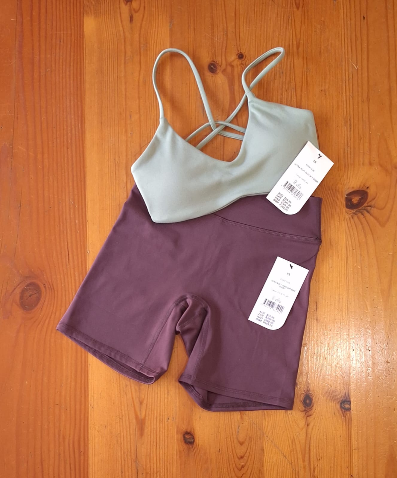 Cotton On Womens Gym Set Ultra Move Scoop V Crop and Ultra Soft Contour Bike Short