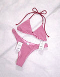 Cotton On Womens Micro String Triangle Bikini Top and  Dip Front High Side Brazilian Bikini Bottom