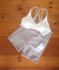 Cotton On Womens Gym Set:Ultra Soft Scrunch Front Strappy Crop and Ultra Soft Side Pocket Bike Short