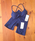 Cotton On Womens Gym Set Ultra Soft Minimal Strappy Crop and Ultra Soft Side Pocket Bike Short