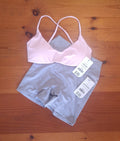 Cotton on Womens Gym Set Ultra Soft Minimal Strappy Crop and Ultra Soft Invisible Scrunch Shortie Short