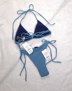 Cotton On Womens String Triangle Bikini Top and  String Tie Side Brazilian Bikini Bottom