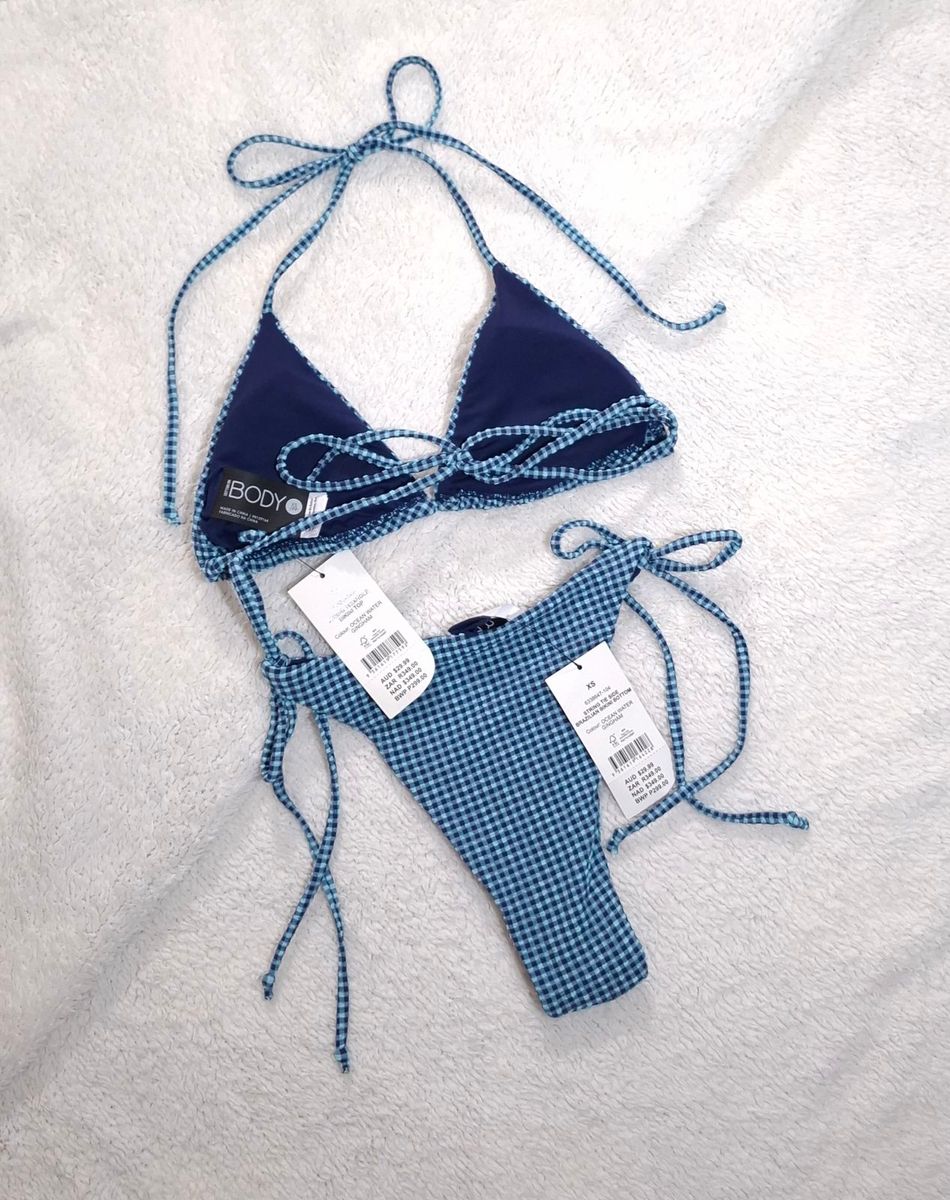 Cotton On Womens String Triangle Bikini Top and  String Tie Side Brazilian Bikini Bottom