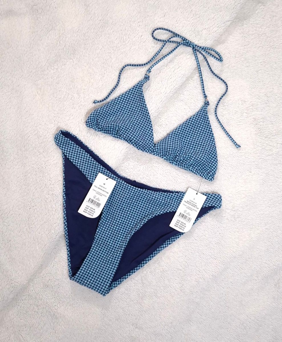 Cotton On Womens Micro String Triangle Bikini Top and Full Bikini Bottom